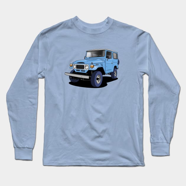 Toyota Land Cruiser FJ40 truck in blue Long Sleeve T-Shirt by Webazoot